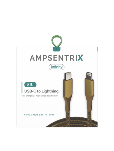 Câble USB-C vers Lightning AmpSentrix Infinity (non certifié MFI) (2 m, 6 pi) (or) – Image 4