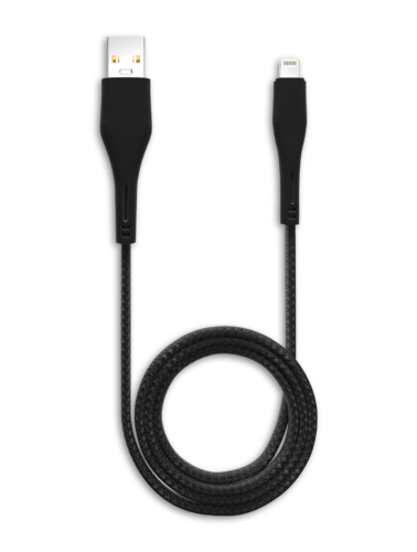 USB Type A To Lightning Cable (Non-MFI) (1.8 m / 6 ft) (AmpSentrix Matrix) (Black) – Image 2
