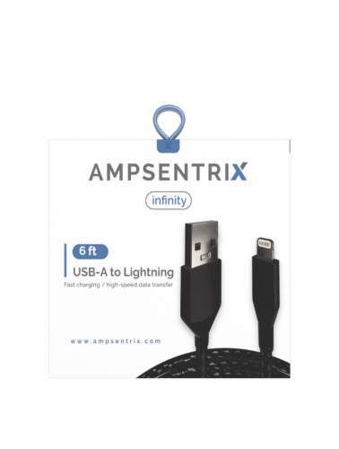 USB Type A To Lightning Cable (Non-MFI) (1.8 m / 6 ft) (AmpSentrix Infinity) (Black) – Image 4