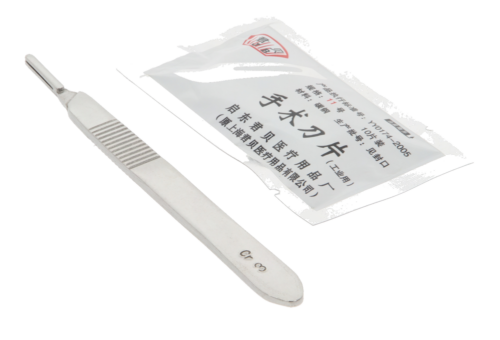 Super-Hard Stainless Steel Surgical Blades (Handle with 10pcs Blades ) - #3 handle w/ #11 blades