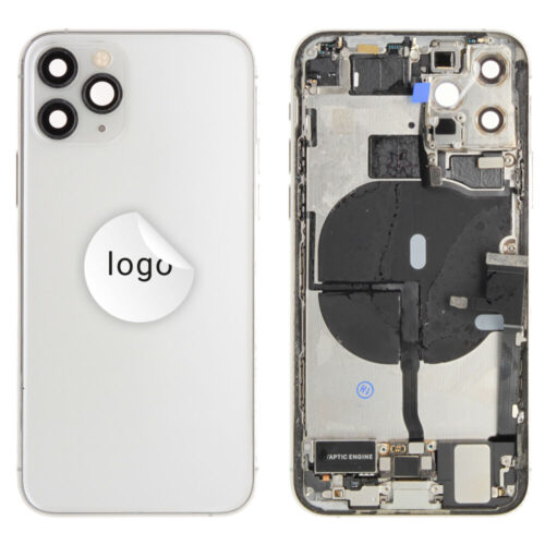 Rear cover incl. small parts (Pulled A) - Silver, For iPhone 11 Pro