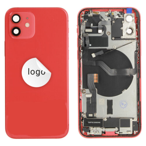 Rear cover incl. small parts (Pulled B) - Red, For iPhone 12