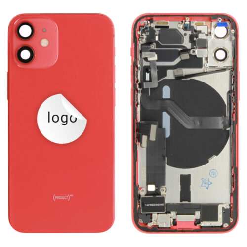 Rear cover incl. small parts (Pulled B) - Red, For iPhone 12 mini
