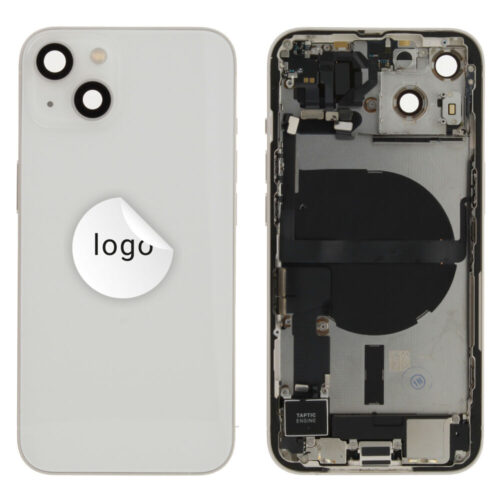Rear cover incl. small parts (Pulled C) - White, For iPhone 13