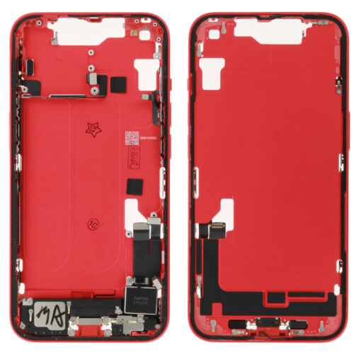 Châssis central avec small parts (Pulled C) - rouge, pour iPhone 14