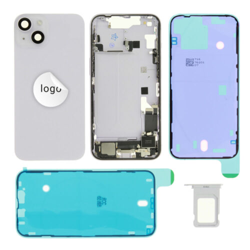 Rear cover incl. small parts (Pulled C) - Purple, For iPhone 14