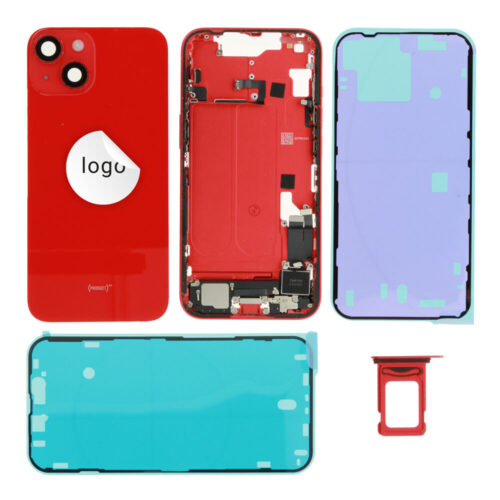 Rear cover incl. small parts (Pulled B) - Red, For iPhone 14