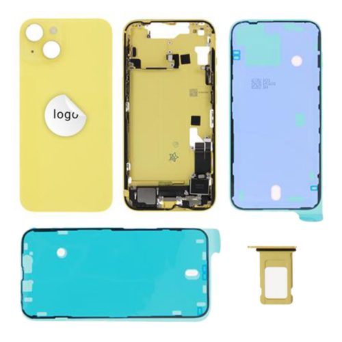 Rear cover incl. small parts (Pulled A) - Yellow, For iPhone 14