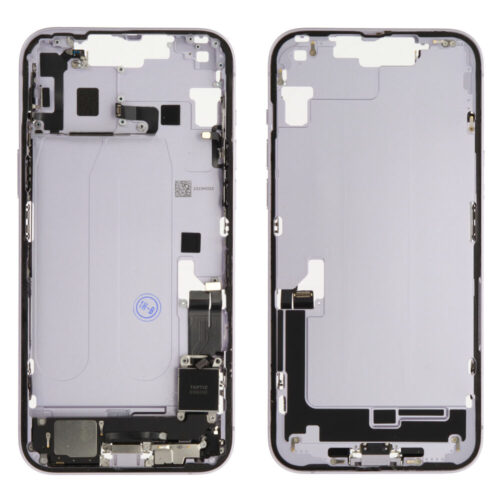 Middle frame incl. small parts (Pulled B) - Purple, For iPhone 14 Plus
