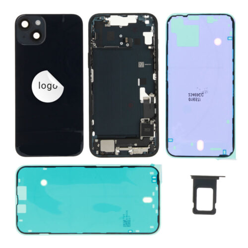 Rear cover incl. small parts (Pulled B) - Black, For iPhone 14 Plus