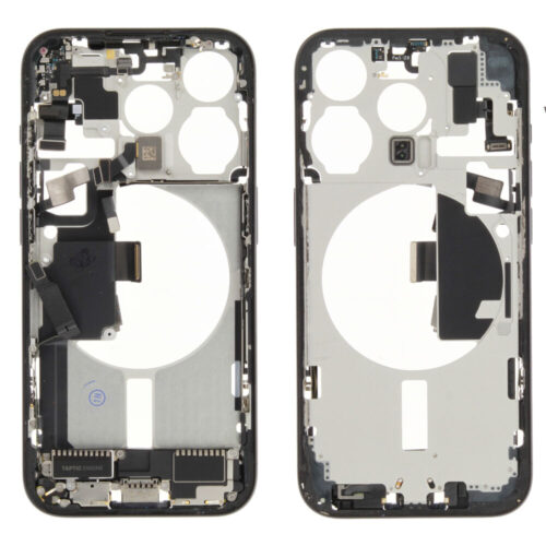 Middle frame incl. small parts (Pulled B) - Blue, For iPhone 15 Pro