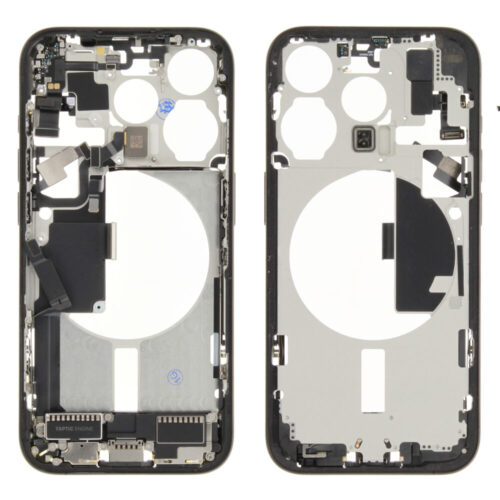 Châssis central incl. small parts (Pulled A) - noir, pour iPhone 15 Pro