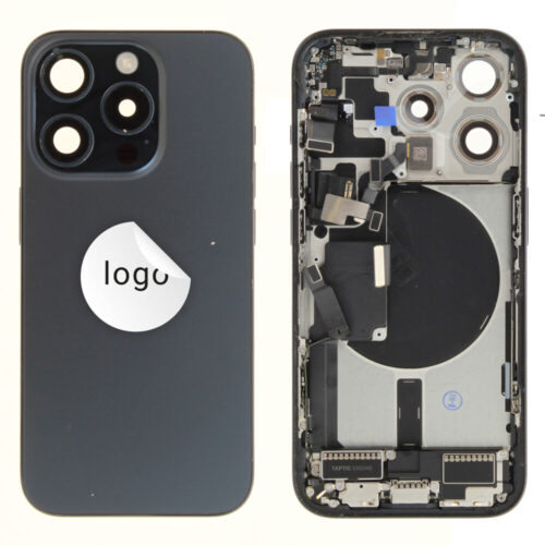 Rear cover incl. small parts (Pulled A) - Blue, For iPhone 15 Pro
