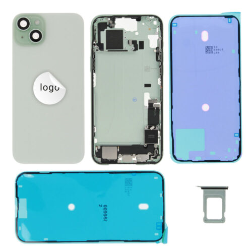 Rear cover incl. small parts (Pulled B) - Green, For iPhone 15 Plus