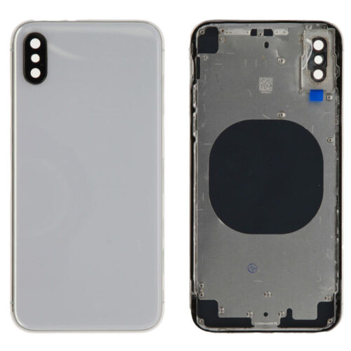 Back glass excl. Logo (Compatible) - Silver, For iPhone X