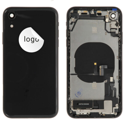 Rear cover incl. small parts (Pulled B) - Black, For iPhone XR